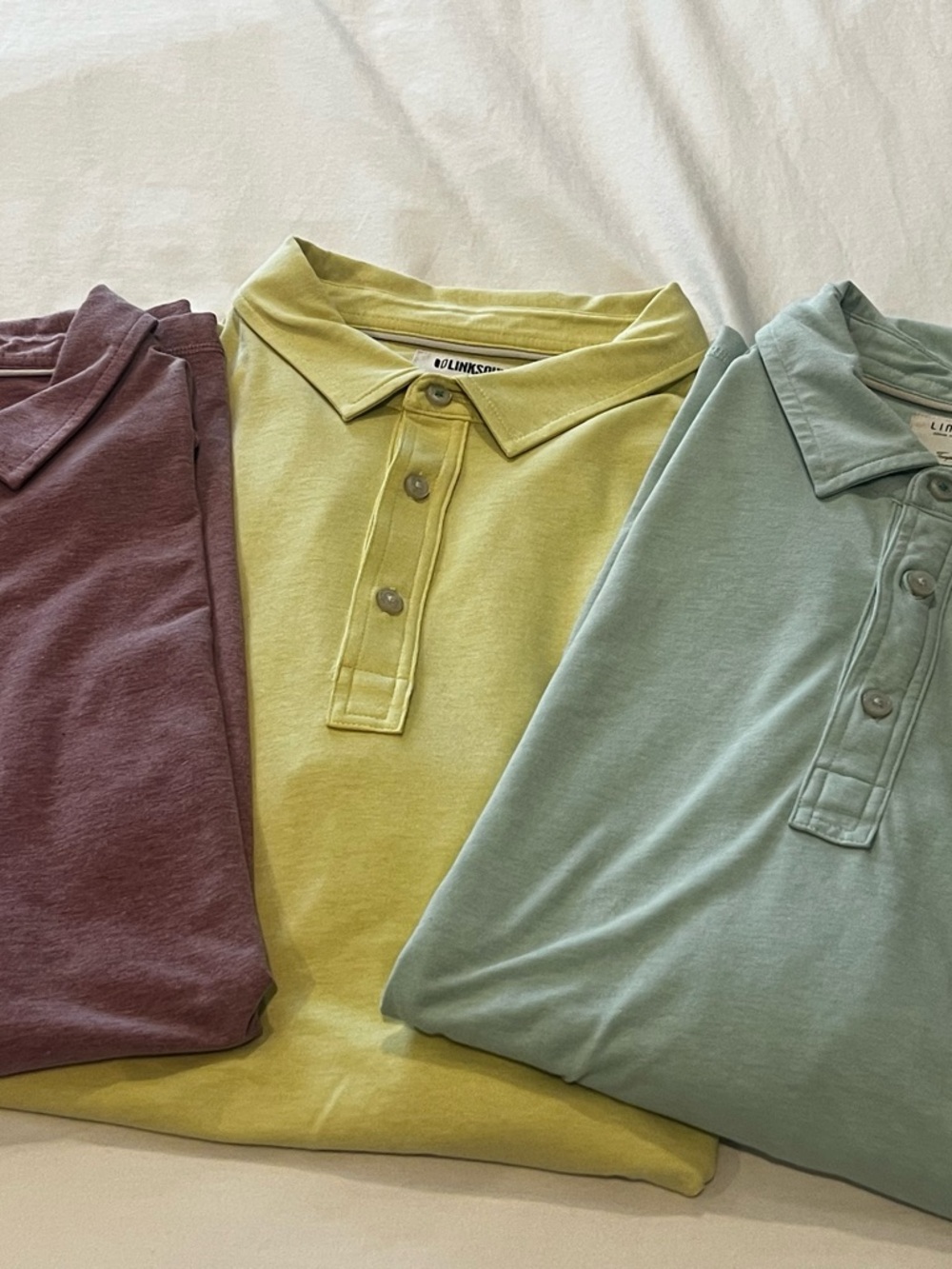 Linksoul Men's Polo Shirt Trio - Chartreuse, Sage, Mauve